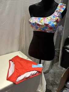 Traje de baño bikini Draper James, patrón floral, un hombro, 2 piezas, talla L, ~NUEVO CON ETIQUETAS~ - Imagen 1 de 6