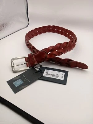Nuevo con etiquetas Cinturón Ted Baker Para Hombre Ceevil 100% Bovino Tejido Cuero Marrón-Tostado-Talla 30 XS/S Foto 1 de 4