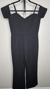 Love Chesley Damen Jumpsuit Größe L Schwarz Herzausschnitt Cold Shoulder - Bild 1 von 12