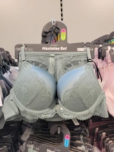 Primark 2 sizes bigger boost maximise BRA THONG set Push Up THICK Pad Knickers G - Picture 1 of 4