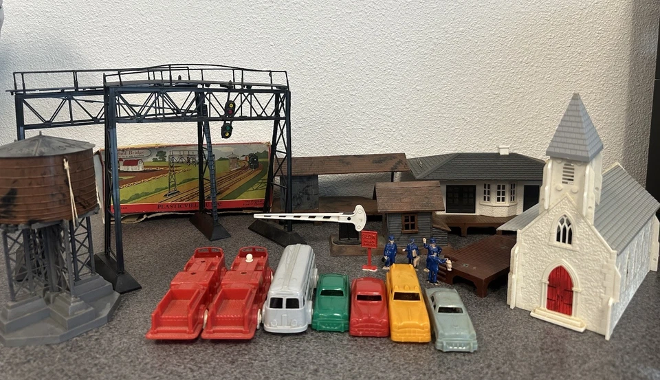 Plasticville USA Lot Buildings Bridges Cars Figures Misc Accessories - Image 1 of 4