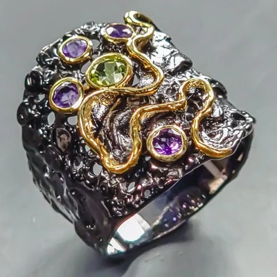 Jewellery Natural Peridot Ring 925 Sterling Silver Size 8 /R443072 - Image 1 of 4