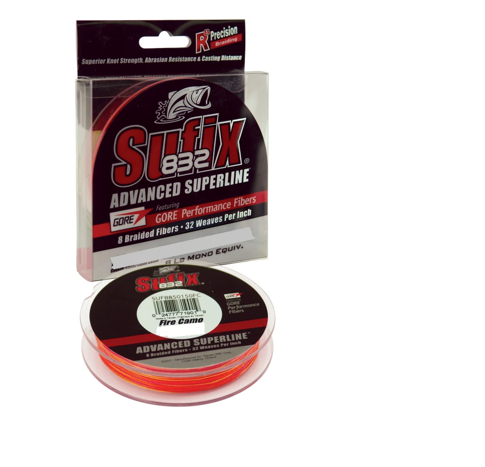 150yd Spool of Sufix 832 Superline Braided Fishing Line - Fire Camo Braid - image 1 of 1