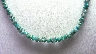 20+ Cts Blue Rough Uncut Diamond Necklace 925 SS Clasp 20" Inc Length - Image 1 of 4