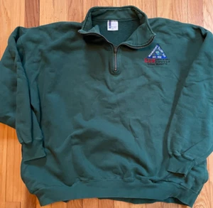 VTG 90s JE Morgan 1/4 Zip Cotton Sweatshirt USA Green Ram Tacoma Washington 2XL - Picture 1 of 6