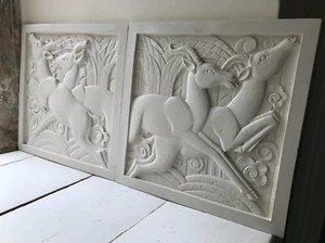 Pair of Art Deco Sculpted Plaques - 1x Right Hand & 1x Left Hand - Picture 1 of 12