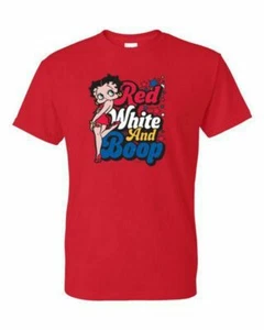 Camiseta XL 2X 3X - Betty AMÉRICA ROJA BLANCA Y BOOP - Pop Bandera EE. UU. Icono Adulto - Imagen 1 de 50