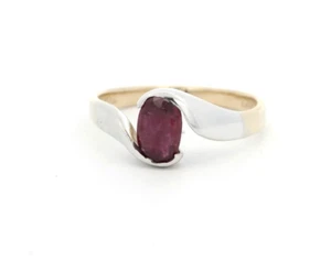 LE VIAN 14k two-tone Gold 1.0ct Oval Ruby Solitaire Tension Set Ring Size 8.75 - Picture 1 of 12