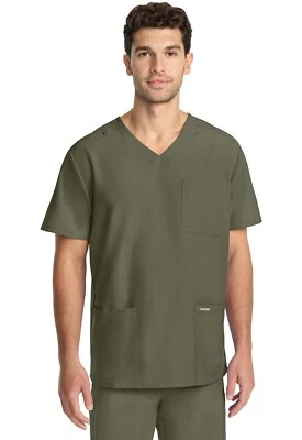 Cherokee WW Originals Scrubs Men's Tuck-in V-Neck Top CK783A OLVN Free Ship - Image 1 of 4