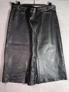 Gap black genuine leather skirt, knee-length, UK8 (30" waist) pockets, adjusters - Picture 1 of 8