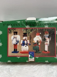 Vintage Wooden 5” Nutcracker Ornament Ballet Set of 4 North Pole Express - Picture 1 of 9