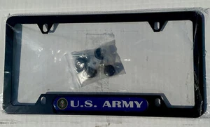 Set Of 2  New, U.S. ARMY LOGO Emblem Black Metal License Plate Frames - Imagen 1 de 5