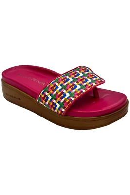 Sandalia de cuña acolchada Donald Pliner para mujer Fifi Rafia Multi Foto 1 de 3