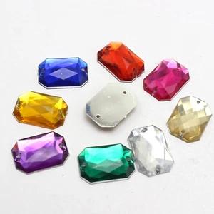 100 Mixed Color Flatback Acrylic Rectangle Sewing Rhinestone 13X18mm Sew on bead - Imagen 1 de 6