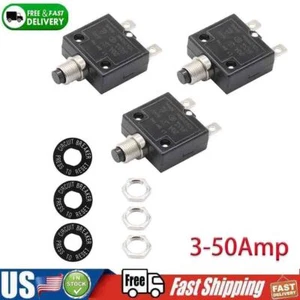 Universal Push Button Thermal Circuit Breaker 12-50V DC 125-250V Volt AC 3-50 A - Picture 1 of 63
