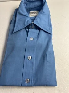 VTG CARRIAGE HOUSE 20693 MENS  BLUE Long  SLEEVE TAPERED DRESS SHIRT SIZE 16/34 - Picture 1 of 4