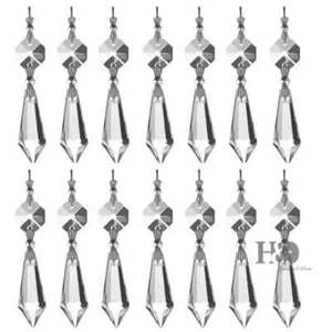 20 Clear Crystal Chandelier Lamp Icicle Prisms Parts Hanging Drops Pendants 38mm - Picture 1 of 4
