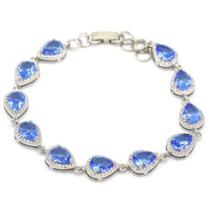 Hot Sell Drop 11.6g Rich Blue Violet Tanzanite CZ Silver Bracelet 7.0-8.0in
