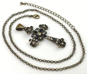 LIA SOPHIA Brass Tone Cross Pendant Necklace - Picture 1 of 10