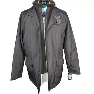 Nautica Mens Brown Winter Jacket L Faux Fur Collar Polyester - Picture 1 of 10