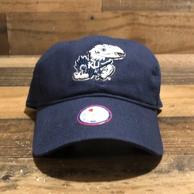 Kansas Jayhawks Hat Strapback Cap Mens Blue White Champion NCAA Basketball - NWT - Image 1 of 4