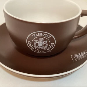 Starbucks Coffee 12oz Cup/Mug W/Saucer Set-2008-Original 1971 Logo Bare Mermaid - Picture 1 of 12