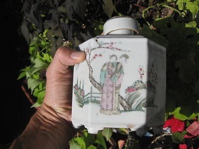 Contenedor de porcelana china para té seco, dinastía Qing Foto 1 de 4