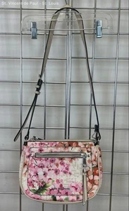 Dana Buchman Pink Floral Crossbody Printed Faux Leather Purse Adjustable Strap - Picture 1 of 12