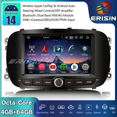 8-Core Android 14 Autoradio GPS per Fiat 500X CarPlay FM OBD2 USB RDS DAB+ Wifi - Imagen 1 de 4