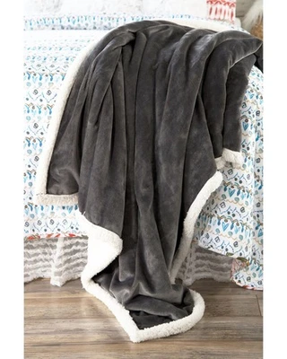 Manta de lana Sherpa Carstens Home gris liso grande extra felpa - NE506 Foto 1 de 2