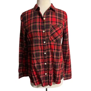 Old Navy rot Schottenkaro Flanell Button Down klassische Passform Hemd Größe Medium - Bild 1 von 4