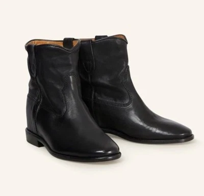 Isabel Marant crisi concealed wedge black Leather ankle boots euro 38 us 8 women - Image 1 of 4