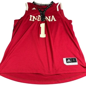 Adidas Indiana Hoosiers #1 Lace Front Basketball Jersey Size L Red Custom Rare - Picture 1 of 13