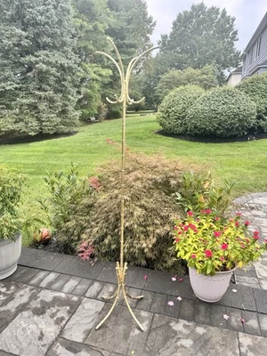 "Perchero vintage Hollywood Regency imitación bambú dorado árbol de pasillo 74"" de alto" Foto 1 de 4