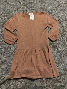 NWT H&M Dusty Rose Glitter Sweater Dress 6x/7 - Picture 1 of 4
