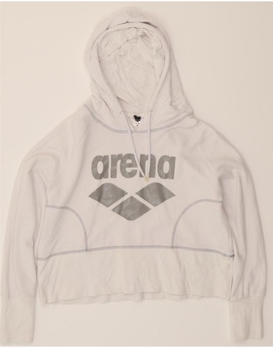 OFF WHITE Felpa con cappuccio ARENA donna crop oversize grafica UK 10 small off white BO06