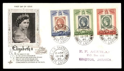 Mayfairstamps St Lucia FDC 1960 Queen Elizabeth II First Day Cover aau_79125 - Image 1 of 2
