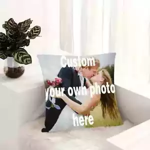 Personalized Custom Throw Pillow Cover with Photo, Text 18 x 18 - Picture 1 of 3