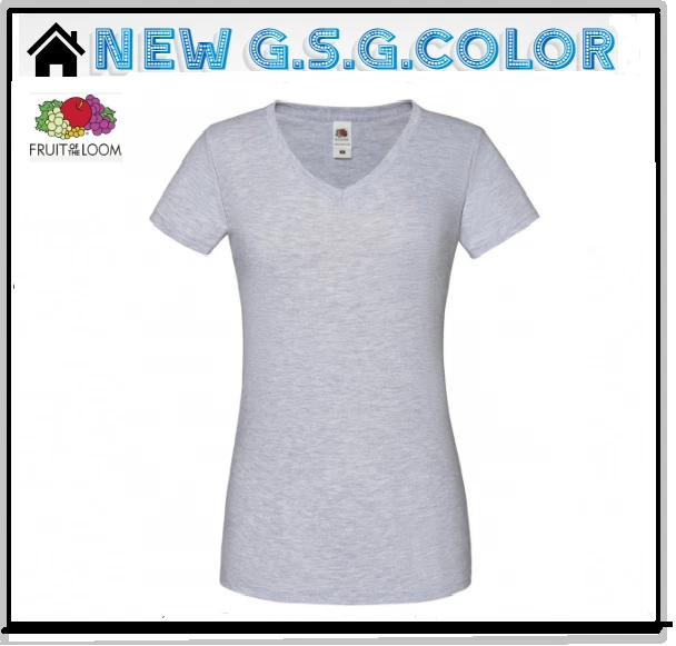 Camiseta Mujer Iconic 150 Escote En V 100% Algodón Peinado Fruit Of The Loom - Imagen 1 de 1