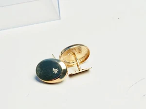 In Schweden hergestellte ovale Manschettenknöpfe Gold auf Silber mit einem Stein 7/8 Zoll - Bild 1 von 2