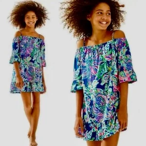 Lilly Pulitzer Girls M Jaci Dress Indigo Exotic Escapade Print 2016 WORN ONCE - Picture 1 of 11