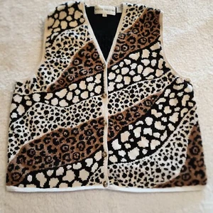 Marisa Christina Sweater Vest Size Large Leopard Animal Print - Picture 1 of 12