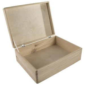 Large Wooden Storage Box With Lid / Pinewood Toy Chest Memory Keepsake Trunk - Picture 1 of 9
