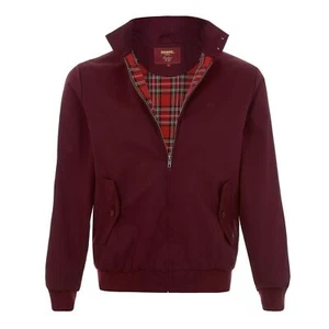 MENS MERC LONDON ORIGINAL CLASSIC HARRINGTON TARTAN LINED BOMBER JACKET - WINE - Picture 1 of 2