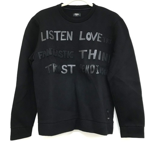 FENDI FY0812 Felpa logo gomma abbigliamento top da ginnastica rayon nero