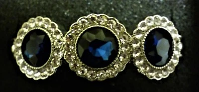 NUEVO EN CAJA Pulsera Monet Elegante de Metal Elástico, Joyas de Imitación Transparente y Azul, Tono Plata  Foto 1 de 4