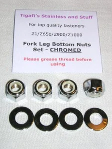 Kawasaki Z650/Z900/Z1000/H2C/J Series - Fork Bottom Nuts Set - CHROME - Picture 1 of 1