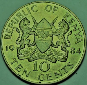 Kenya 10 Cents, 1984 Au-Unc~Free Shipping - Picture 1 of 2