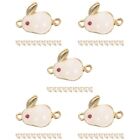 50 Pcs Jade Rabbit Pendant Alloy Beaded Bracelets Necklace Connector Charms