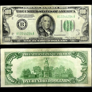 1934 $100 NEW YORK-GREEN SEAL Federal Reserve Note $100 New York Circulated #683 - Picture 1 of 3